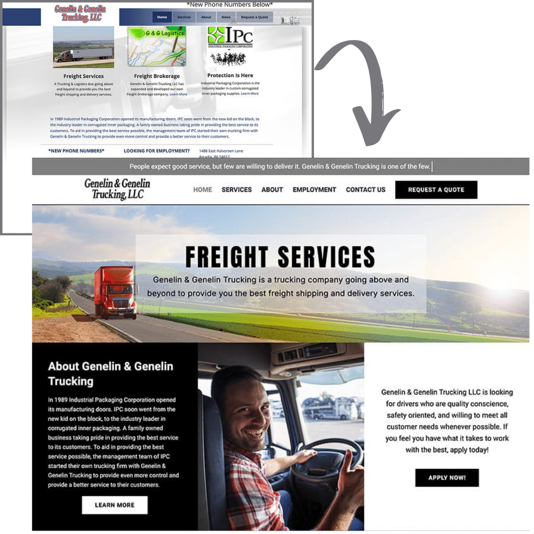 Trucking Website Design for Genelin & Genelin Trucking