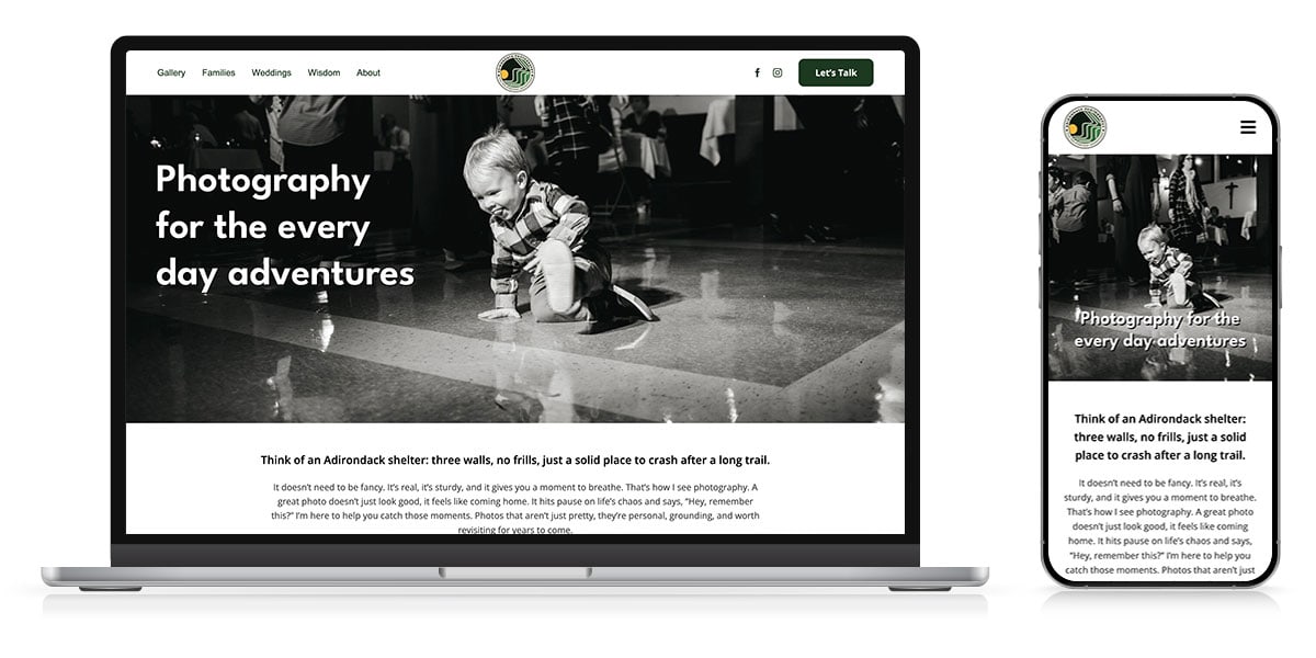 adirondack photography website responsive