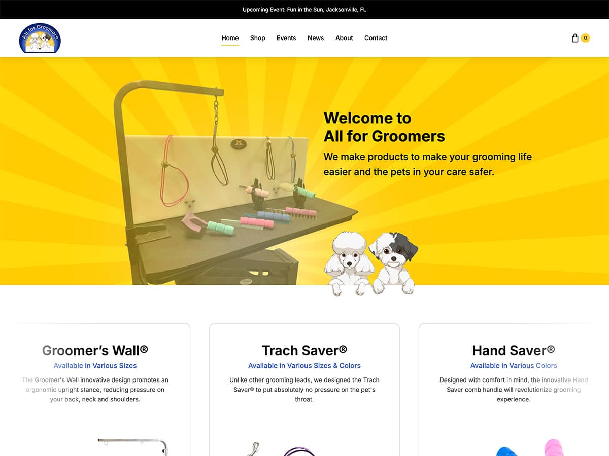 all for groomers website screenshot 2025
