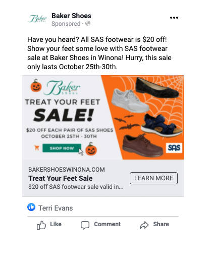 Facebook Advertising for Bakers Shoes