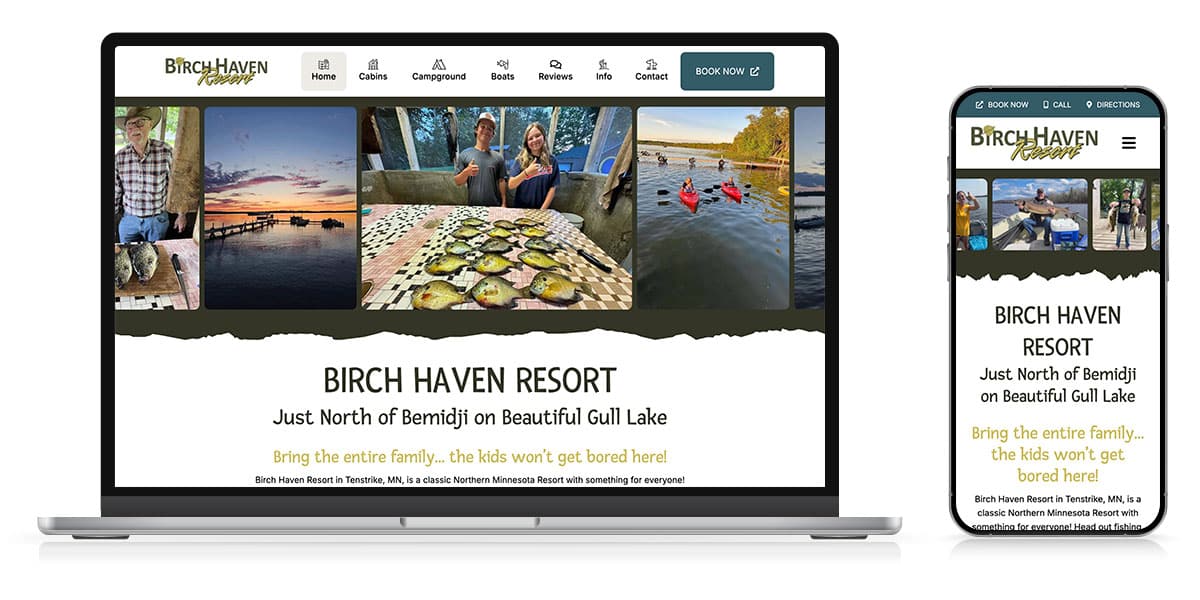 birch haven resort website responsive