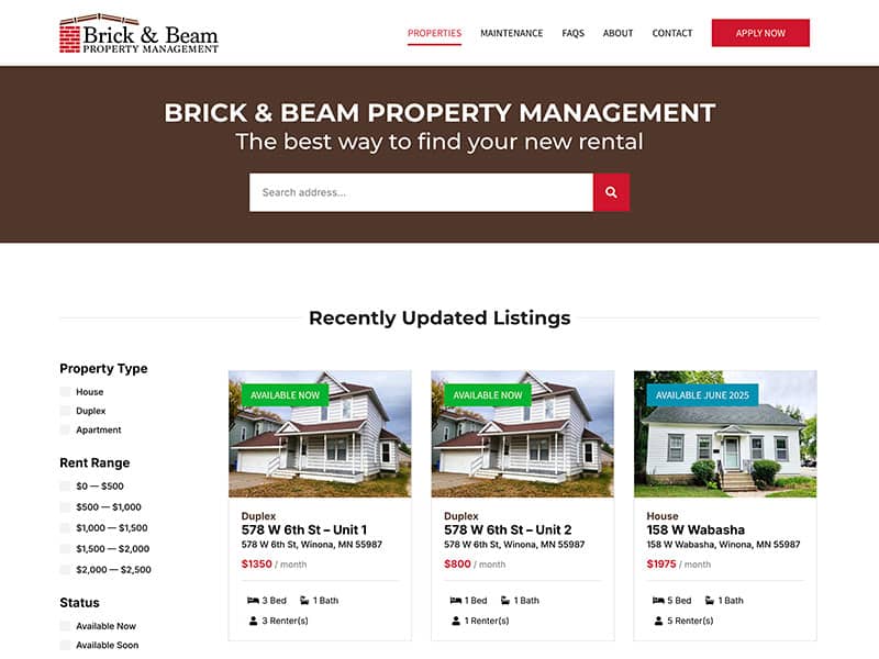 property management website design