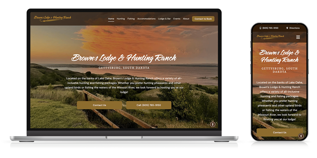 lodging website design browns hunting lodge