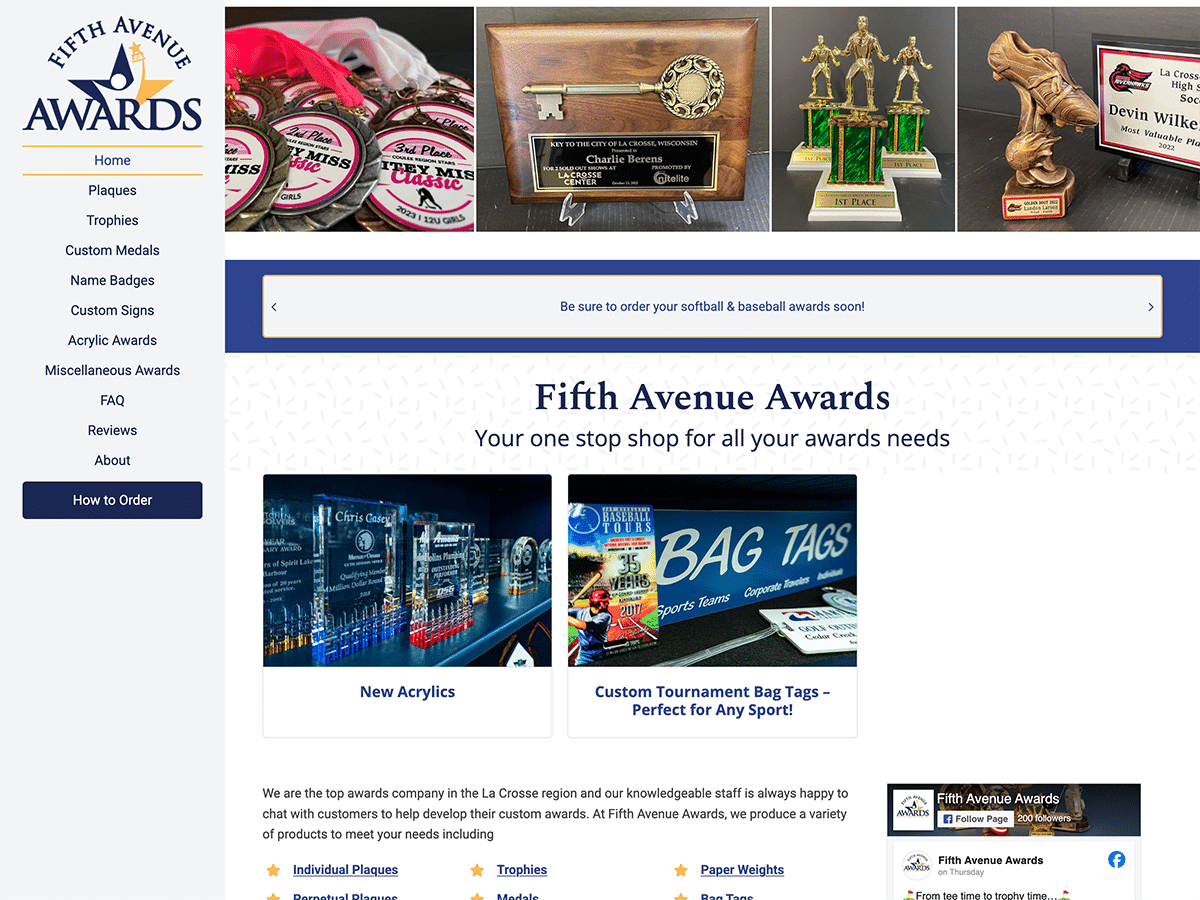 Website Redesign: Fifth Avenue Awards
