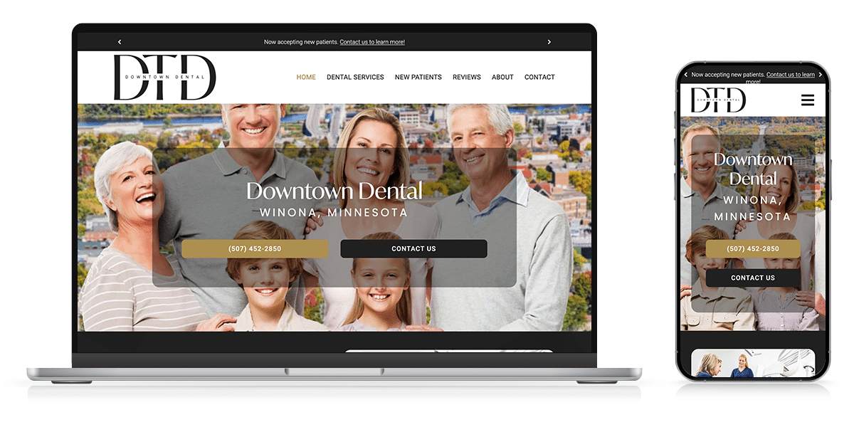 Downtown Dental website design.