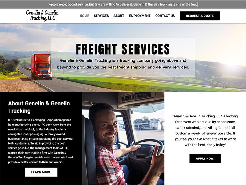 genelin and genelin trucking web screenshot 1