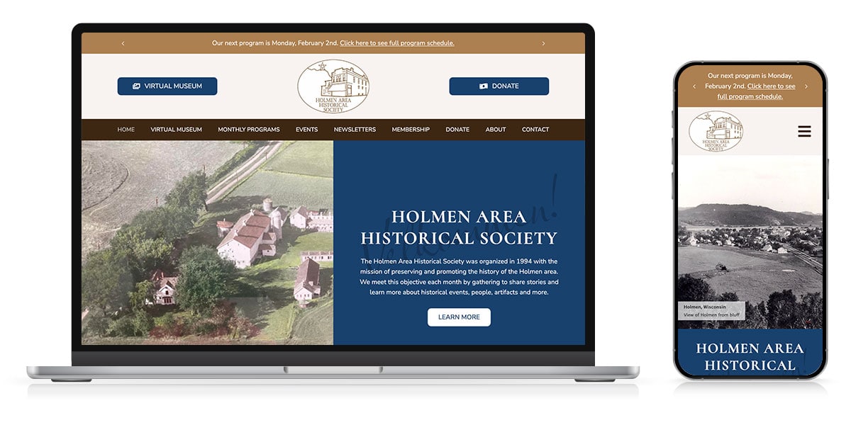 holmen area historical website responsive