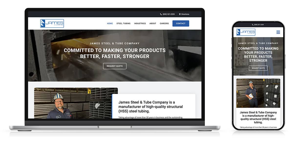 Manufacturing Website Design for James Steel & Tube