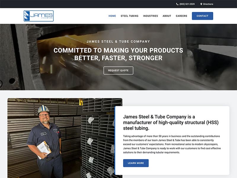 Manufacturing Website Design for James Steel & Tube