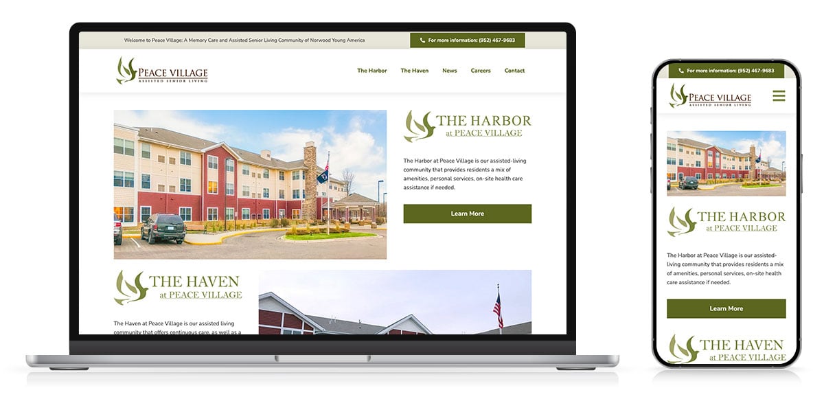 peace village website responsive