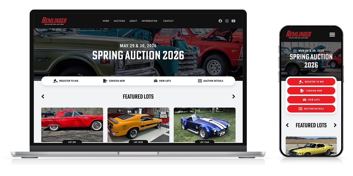 remlinger auctions website screenshot