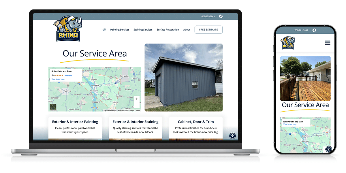 Startup website design for Rhino Paint & Stain