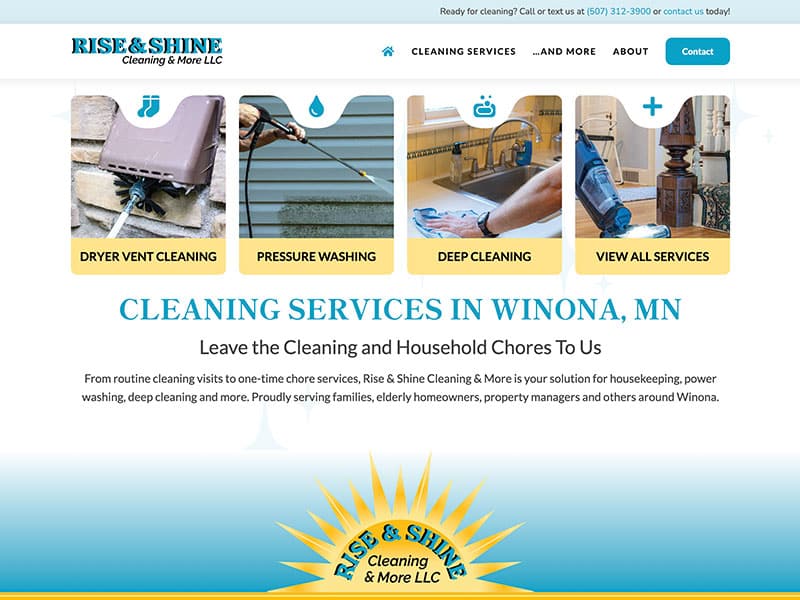 Cleaning Service Website Design - Rise & Shine & Cleaning & More