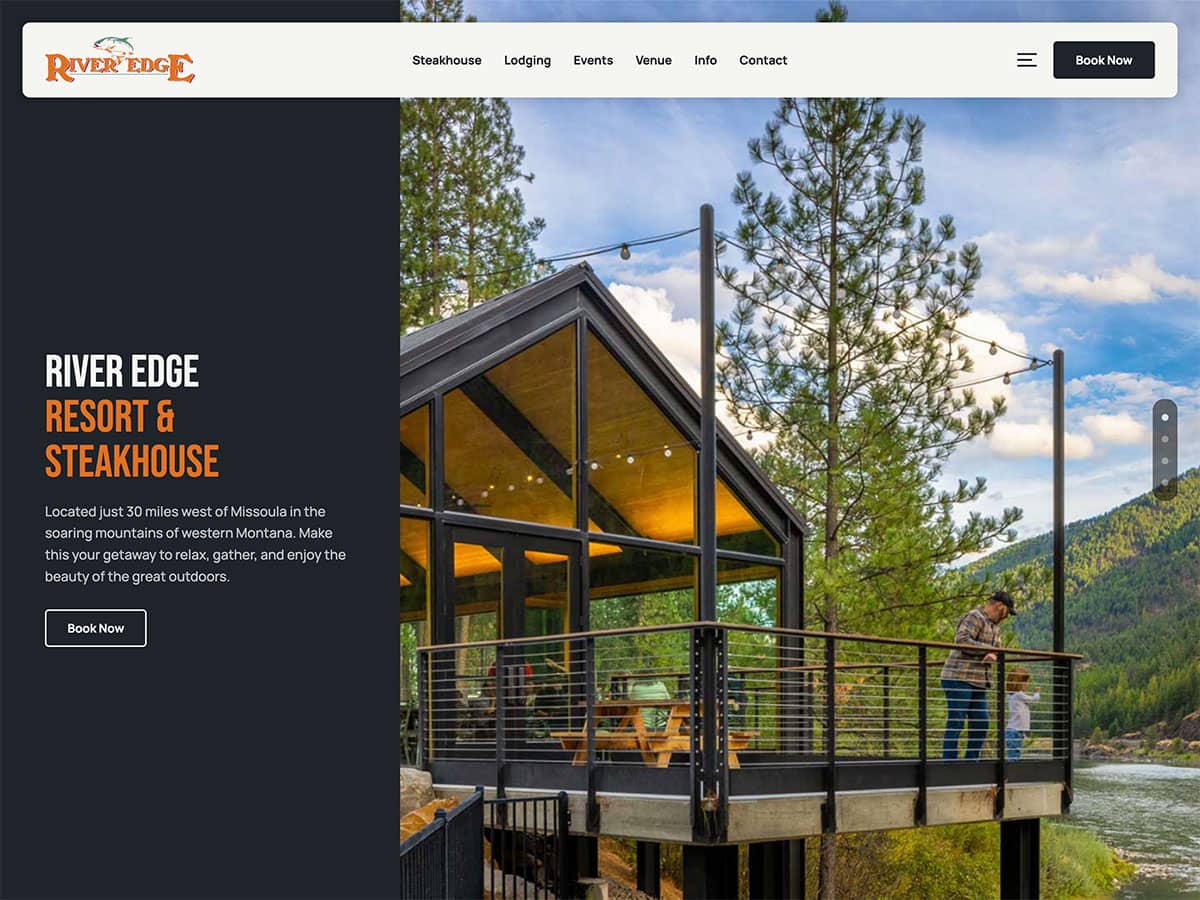 river edge resort website screenshot