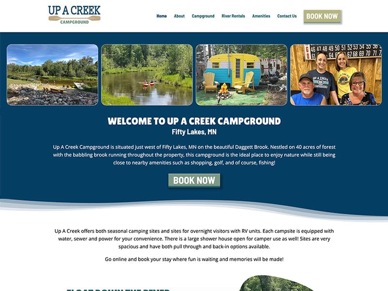 up a creek campground web screenshot