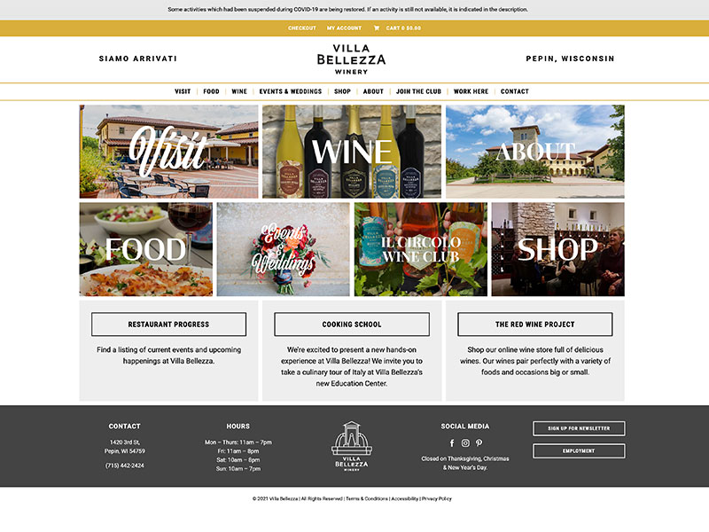 Winery Website Design - Villa Bellezza Winery