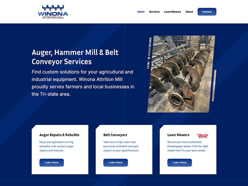 Manufacturing website design - Winona Attrition Mill