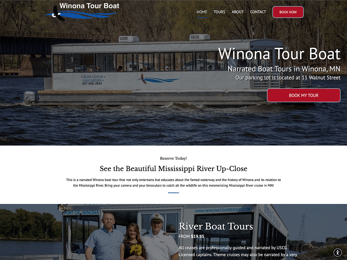 winona tour boat tourism website refresh