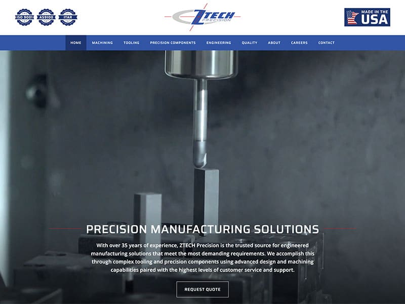 Manufacturing Website Design - ZTECH Precision